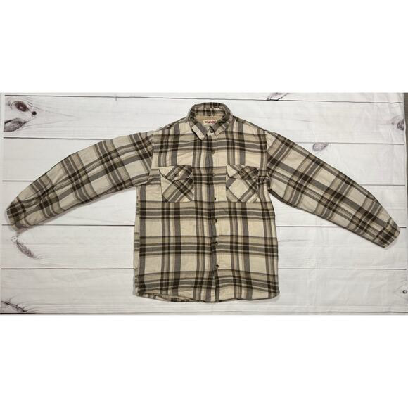 Wrangler Other - Wrangler Shirt Men’s Size Small Plaid Sherpa-Lined Flannel Jacket Brown And Tan